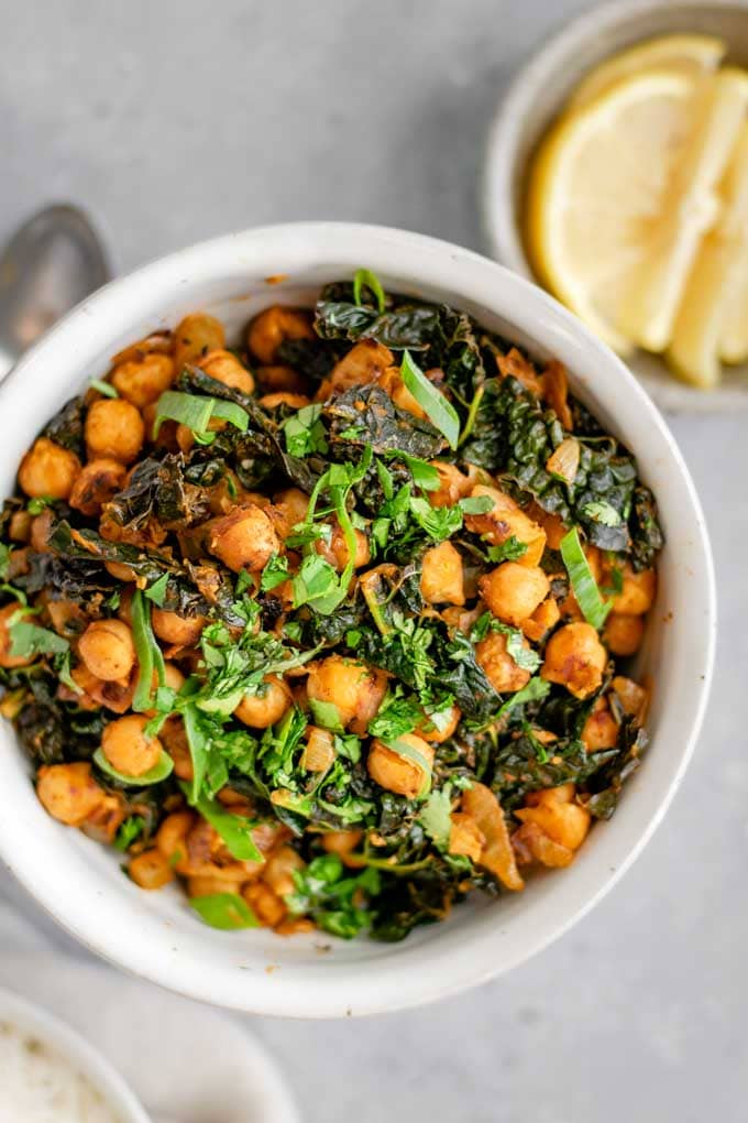 Indian Spiced Chickpeas and Greens • The Curious Chickpea