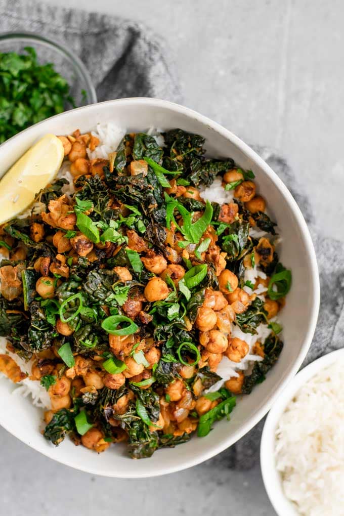 Indian Spiced Chickpeas and Greens • The Curious Chickpea