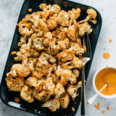 Mustard Roasted Cauliflower with Roasted Red Pepper Sauce • The Curious ...