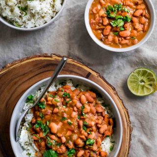 Mexican Pinto Beans and Tomatillo Cilantro Lime Rice • The Curious Chickpea