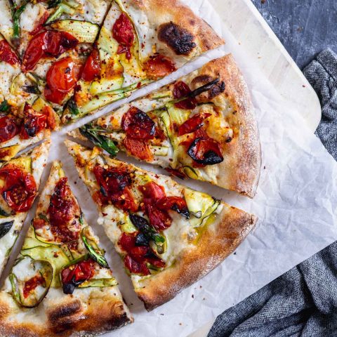 Vegan Pizza Primavera with Zucchini, Asparagus, and Burst Cherry ...