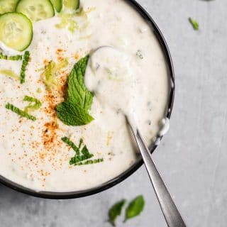 Vegan Raita: Indian Cucumber and Mint Yogurt Sauce • The Curious Chickpea