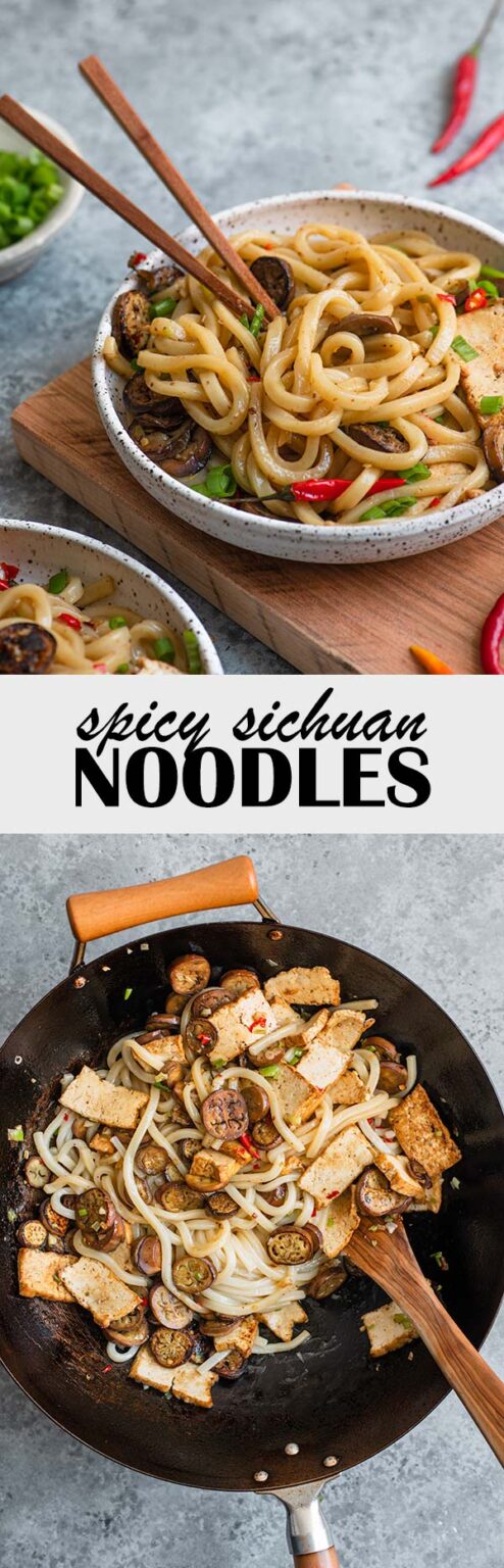 Spicy Sichuan Noodles with Eggplant • The Curious Chickpea