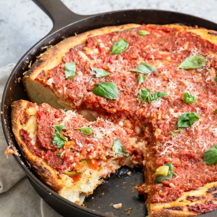 Cast Iron Deep Dish Pizza Recipe (Chicago-Style!) - A Spicy Perspective